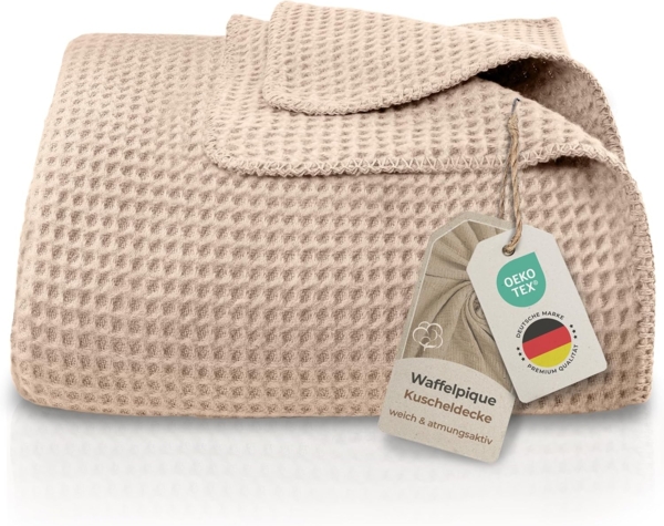 Wohndecke Wohndecke Waffelpique aus Baumwolle - Kuscheldecke, Baumwolldecke -, Laynenburg, Decke als Sofa-decke, Couchdecke, Wolldecke aus Baumwollmix