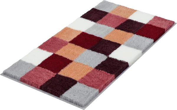Kleine Wolke Badematte Caro, Höhe 25 mm, rutschhemmend beschichtet, fußbodenheizungsgeeignet, Kunstfaser, rechteckig, Badteppich, modernes Karo-Muster, Pastell-Farben, waschbar