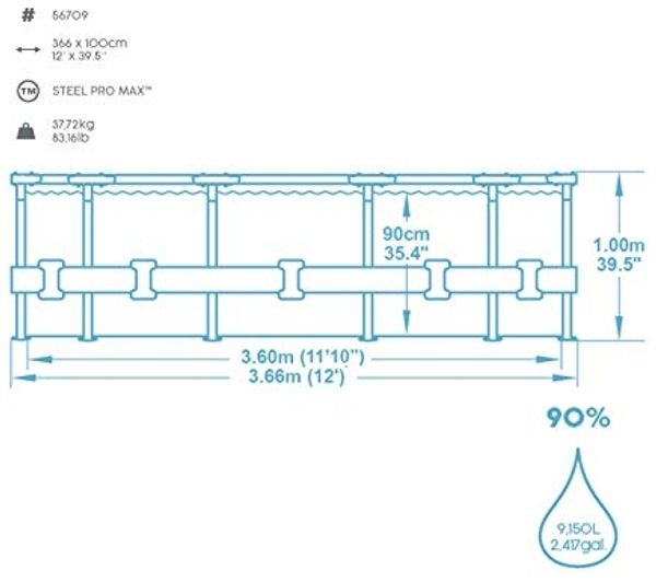 Bestway 'Steel Pro MAX™' Framepool, mit Zubehör, TriTech®-Material braun, Ø 366 x 100 cm Bild 5