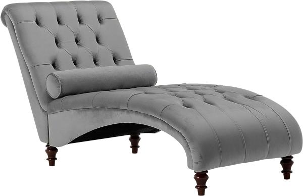 Chaiselongue Samtstoff hellgrau MURET