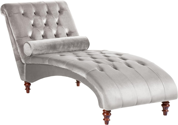 Chaiselongue Samtstoff hellgrau MURET