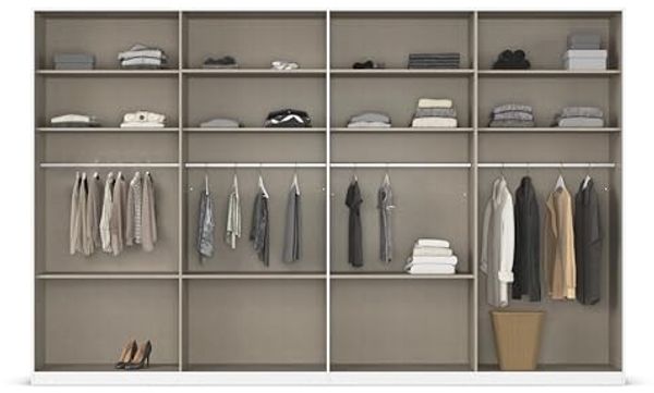 Rauch Möbel Alabama, Kleiderschrank für Schlafzimmer, Kinderzimmer, Wohnzimmer, Garderobe, Flur, 8-türig, Spiegel, mit Zubehör Classic, Farbe Grau metallic, Schwarz, Breite 360 cm Bild 6