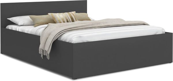 Schlafzimmer Bett mit Bettzeug Aufbewahrung – Möbelplatte – Hochgezogener Lattenrost – PANAMA – 120/140/160/180x200 – (Grau, 120x200)