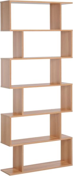 HOMCOM Bücherregal Wandregal Raumteiler Eckregal Standregal Aktenregal 6 Fächer Eiche L80 x B23 x H192 cm
