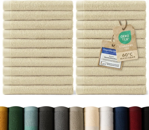 Blumtal Gästehandtücher 30x30cm - weich und saugstark, Frottee (24-St), 12er und 24er Set, 100% Baumwolle