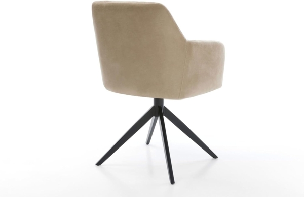 Drehstuhl Greg-Flex Mikrofaser Beige Vintage Kreuzgestell breit Schwarz 360° drehbar Wippfunktion Taschenfederkern Bild 6