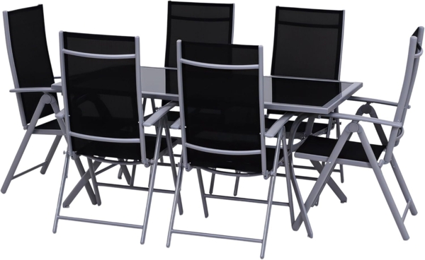 Outsunny Garten-Essgruppe 7-TLG Sitzgarnitur Gartengarnitur Gartenmöbel, (Gartenset, 7-tlg, Sitzgruppe), Garten Alu 160 x 86 x 72 cm