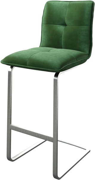 Barstuhl Maddy-Flex Freischwinger flach Edelstahl Samt Grün