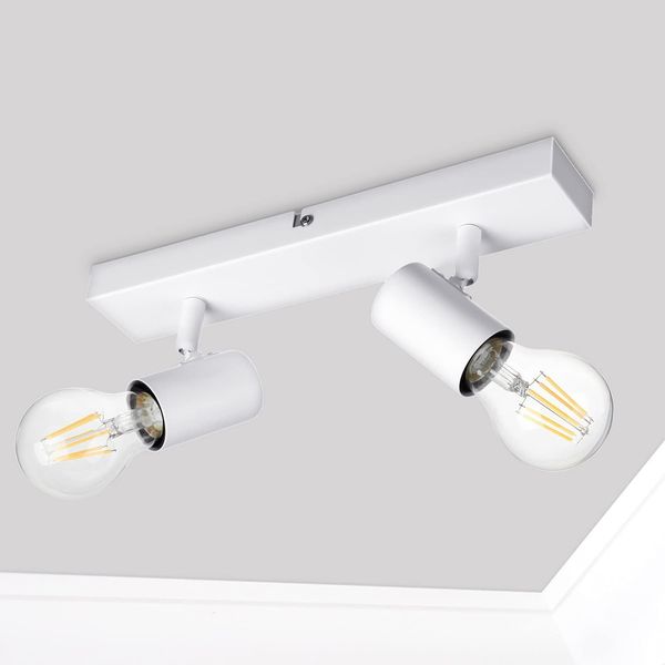 Dehobo Deckenlampe E27 Weiß, Deckenleuchte 2 Flammig, LED Decken Strahler Modern, Retro deckenleuchten Lampe e27 für Schlafzimmer Wohnzimmer Korridor Küche, Nein Leuchtmittel, Max. 60W