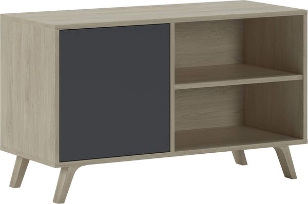 Skraut Home – TV-Schrank für Wohnzimmer – 57 x 95 x 40 cm – geeignet für 32/40 Zoll Fernseher – Modell Wind 100 – Puccini – graue Flügeltür