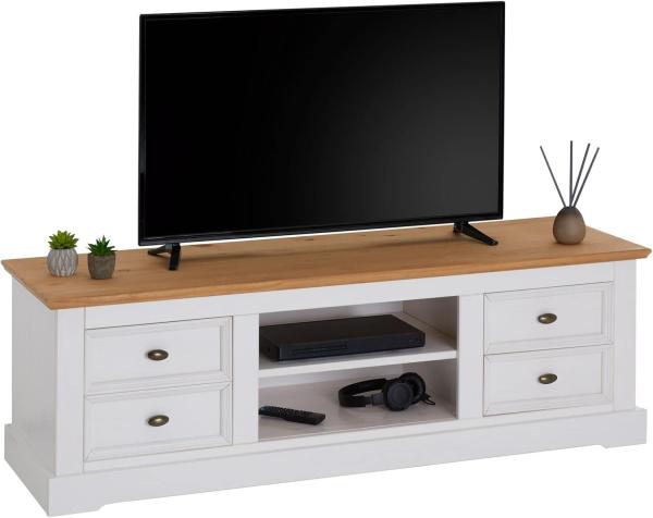 IDIMEX Lowboard KENT, TV Lowboard Kommode Hifi-Tisch Fernsehschrank Medienmöbel weiß/braun K