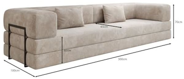 Luxusbetten24 Sofa Designer Sofa Lazy 3 Sitzer XXL, mit Liegefunktion und Cordbezug Bild 3
