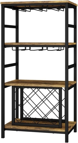 Weinregal Vela Eiche rustikal 50 x 100 cm mit Glashalter Vicco