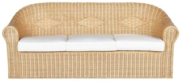 Beliani 'LIVADEIA' 3 Sitzer Sofa, Rattan Natürlich