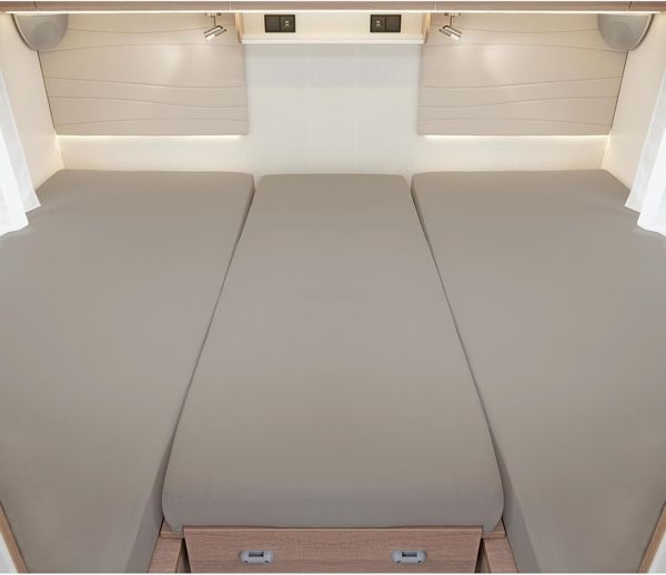 BettwarenShop Wohnmobil Wohnwagen Heckbett Spannbetttuch-Set 3-teilig|2 Längsbetten + Mittelteil| kieselBettwarenShop Wohnmobil Wohnwagen Heckbett Spannbetttuch-Set 3-teilig