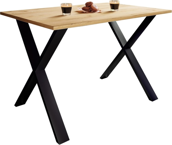 VCM Esstisch Xona 919681 Schwarz / Honig-Eiche H. 76 x B. 110 x T. 50 cm