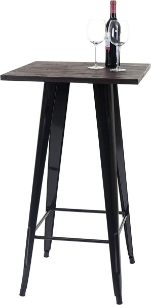 Stehtisch HWC-A73 inkl. Holz-Tischplatte, Bistrotisch Bartisch, Metall Industriedesign 107x60x60cm ~ schwarz