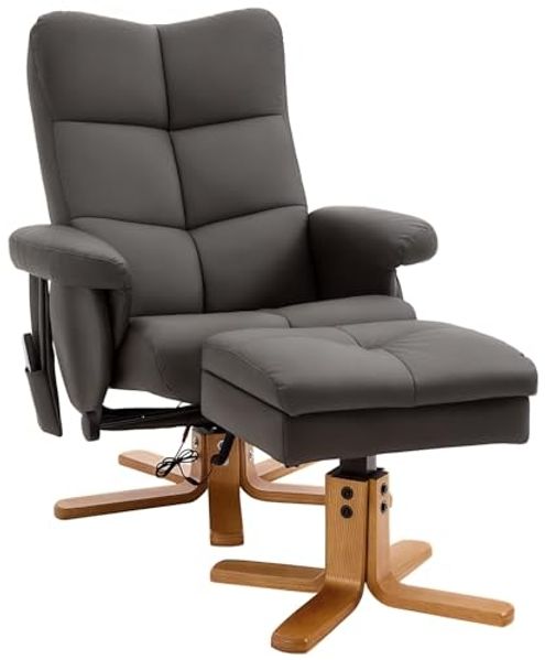 HOMCOM Relaxsessel Massagesessel mit Fußhocker Stauraum Liegefunktion Fernsehsessel mit Massagefunktion TV Sessel 145°-Neigung Polyester Braun 80 x 86 x 99 cm