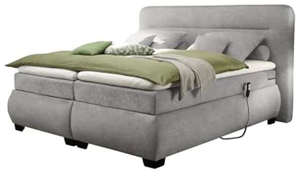 Boxspringbett >EVOLUTION< Liegefläche 180x200cm, Motorverstellung, schlamm - 210x122x220 (BxHxT)