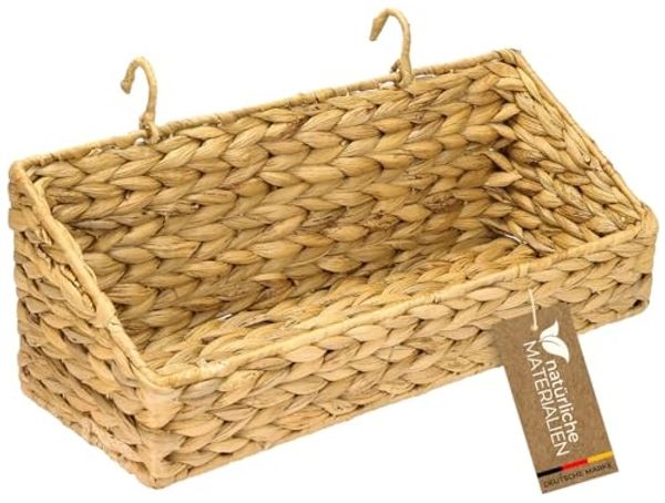HMF Hängeaufbewahrung Hängekorb geflochten aus Wasserhyazinthe, Aufbewahrungskorb zum Aufhängen, 40 x 15 x 15 cm