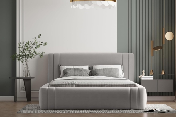 Polsterbett ROLF 120x200 mit Matratze, Bettkasten und Lattenrost. Farbe: VELUTTO 15