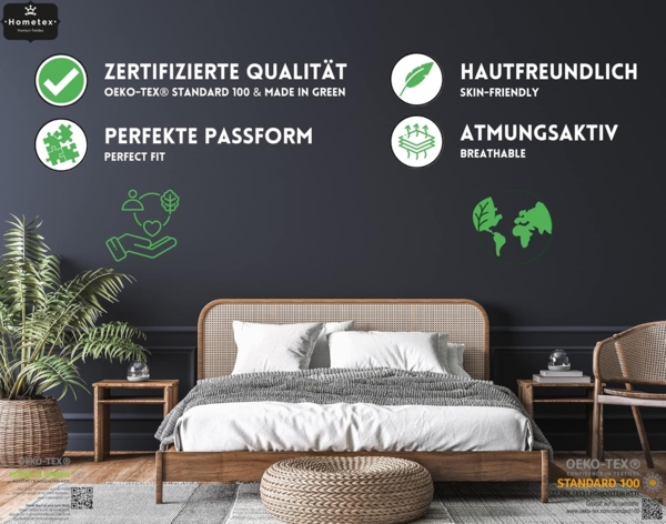 Hometex Premium Textiles Spannbettlaken Exclusive Split Topper-Spannbettlaken, Jersey, Gummizug: rundum, 100% Baumwolle Premium Qualität 160 g/m² Bild 6