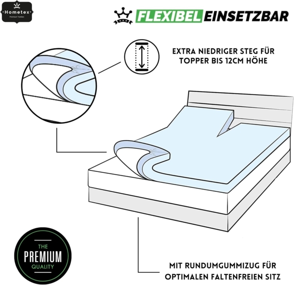Hometex Premium Textiles Spannbettlaken Exclusive Split Topper-Spannbettlaken, Jersey, Gummizug: rundum, 100% Baumwolle Premium Qualität 160 g/m² Bild 4