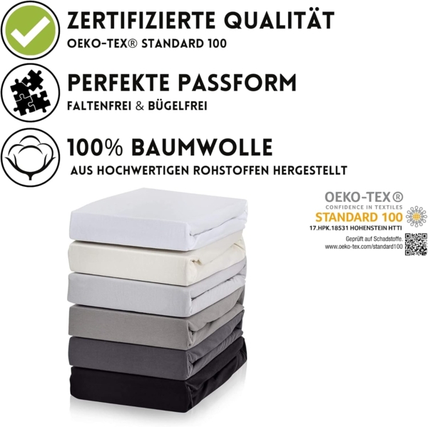 Hometex Premium Textiles Spannbettlaken Exclusive Split Topper-Spannbettlaken, Jersey, Gummizug: rundum, 100% Baumwolle Premium Qualität 160 g/m² Bild 2