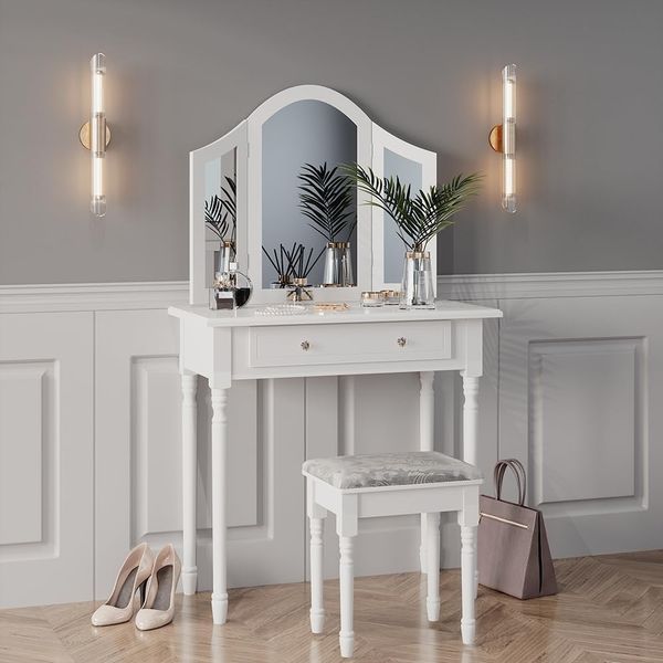 Schminktisch Kate Weiß 80 cm mit Hocker Vicco