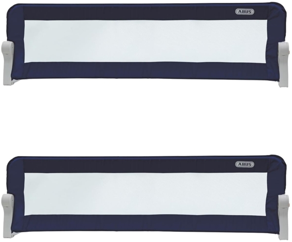 ABUS Bettgitter Eric für Babys und Kinder - Rausfallschutz für Elternbetten, Kinderbetten, Familienbetten - faltbar für Reisen - 2er Set (150 cm) - Blau