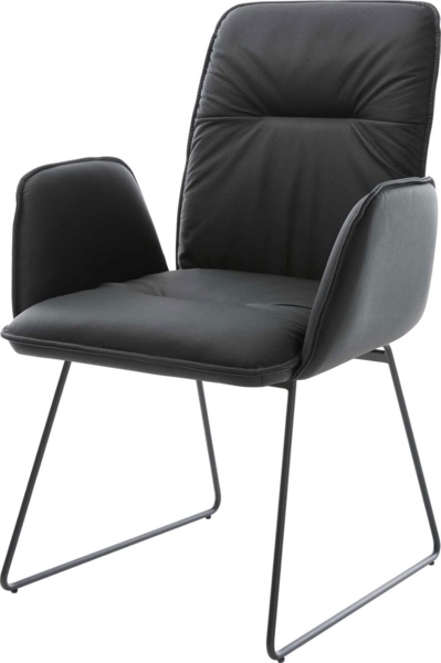 Esszimmerstuhl Vinja-Flex Echt-Leder Schwarz Kufengestell Schwarz