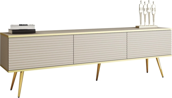 TV Lowboard Orenate MDF 175 mit Füße (Farbe: Beige / Beige + Gold)