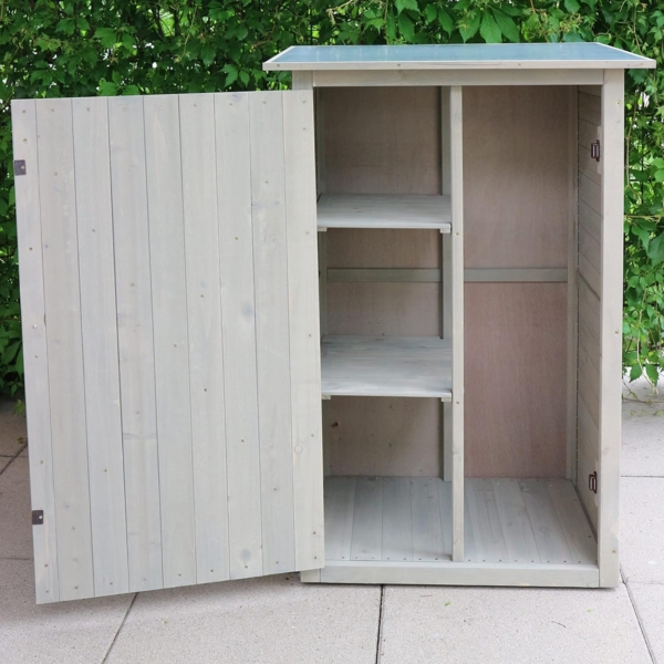 HABAU Gartenschrank "Benno" aus Holz, Grau, 76 x 56 x 117 cm Bild 7