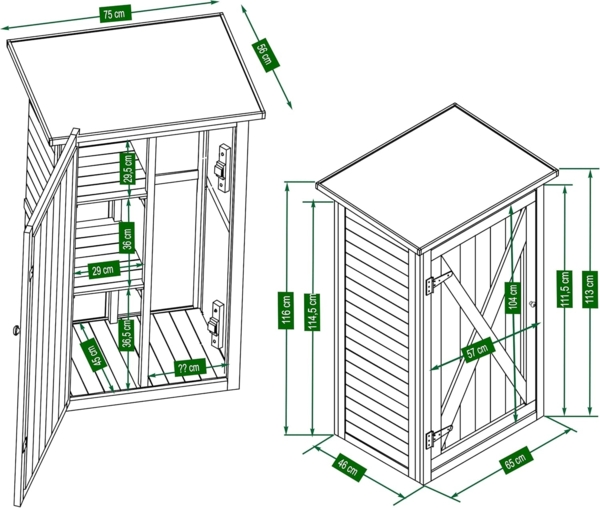 HABAU Gartenschrank "Benno" aus Holz, Grau, 76 x 56 x 117 cm Bild 3