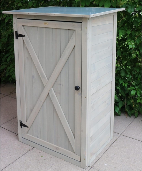 HABAU Gartenschrank "Benno" aus Holz, Grau, 76 x 56 x 117 cm Bild 6
