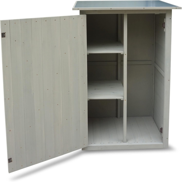 HABAU Gartenschrank "Benno" aus Holz, Grau, 76 x 56 x 117 cm Bild 5