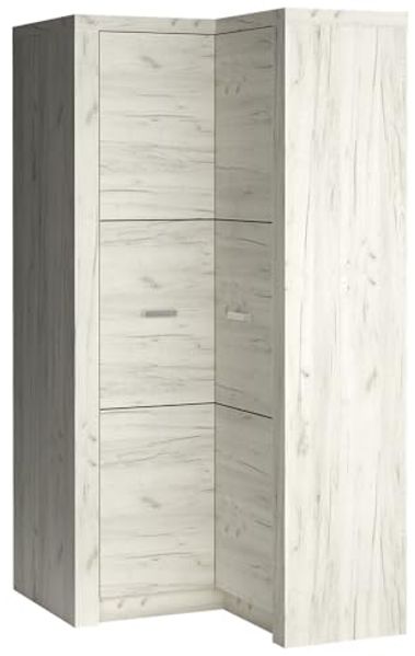 Lomadox Eckschrank INGENIO-161 Kleiderschrank Garderobenschrank Schlafzimmerschrank Esche weiß