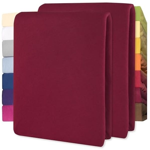 CelinaTex Jersey Spannbettlaken Lucina für Kids 60x120-70x140 cm Bordeaux rot 100% Baumwolle gekämmt superweich Oeko-TEX
