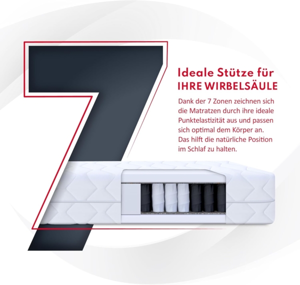 Matratze 90x190 Taschenfederkern 7 Zonen H3 90cm x 190cm MEDIC MAX Bett 23cm Bild 4