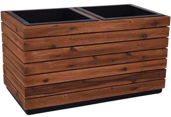 VIVANNO Pflanzkübel Holz MAXI Kasten, Braun Gestreift 85x43x41 cm