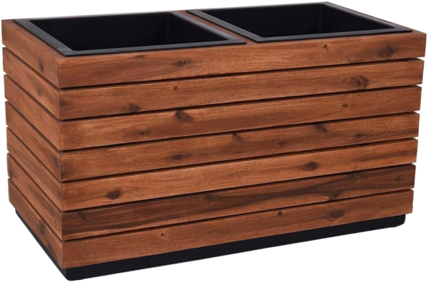 VIVANNO Pflanzkübel Holz MAXI Kasten, Braun Gestreift 85x43x41 cm