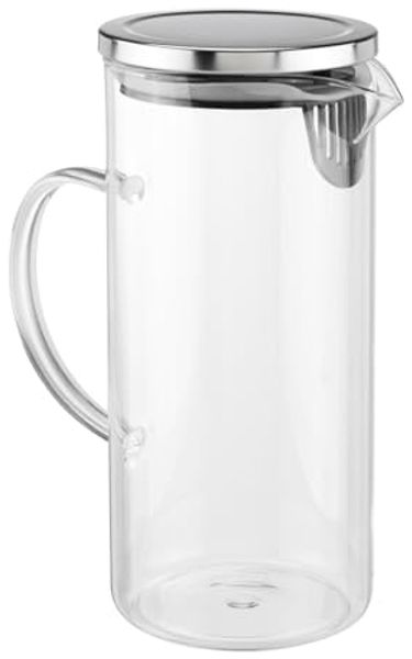 Bambelaa! Wasserkrug Wasserkrug Borosilikatglas 1,3L mit Edelstahl Deckel
