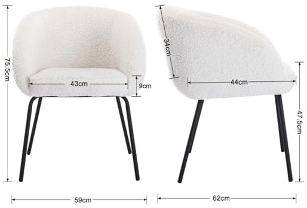 Wahson Sessel Kunstfell Loungesessel Modern Polsterstuhl mit Metallbeinen Einzelsessel für Schlafzimmer/Wohnzimmer (Weiß) Bild 2