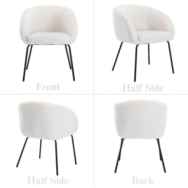 Wahson Sessel Kunstfell Loungesessel Modern Polsterstuhl mit Metallbeinen Einzelsessel für Schlafzimmer/Wohnzimmer (Weiß) Bild 7
