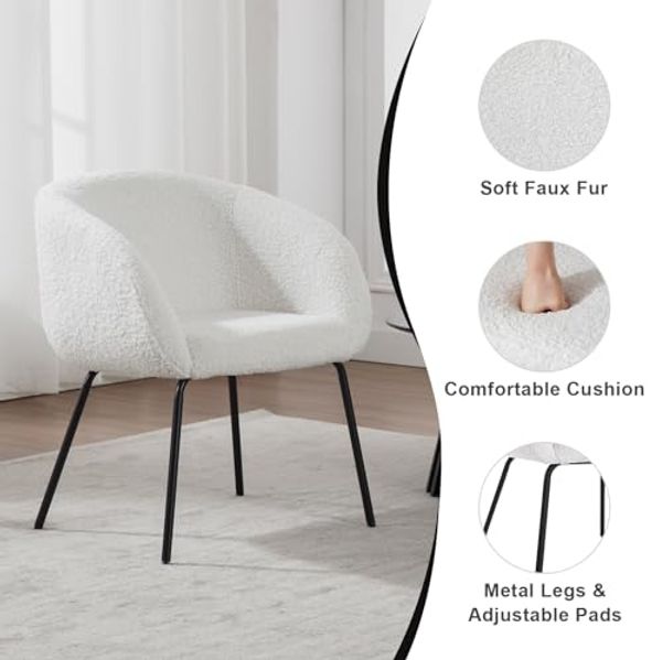 Wahson Sessel Kunstfell Loungesessel Modern Polsterstuhl mit Metallbeinen Einzelsessel für Schlafzimmer/Wohnzimmer (Weiß) Bild 4