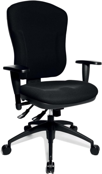 Topstar Wellpoint 30 SY, ergonomischer Bürostuhl, Schreibtischstuhl, Muldensitz, inkl. Armlehnen, Bezug schwarz