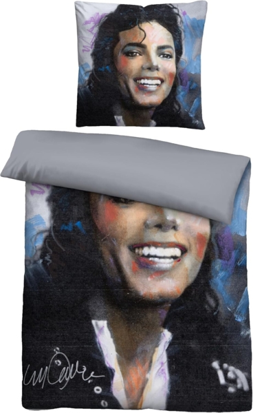 SID MAURER Mikrofaser Bettwäsche 0561803 MICHAEL JACKSON, silber/grau, 1x 135x200 cm + 1x 80x80 cm
