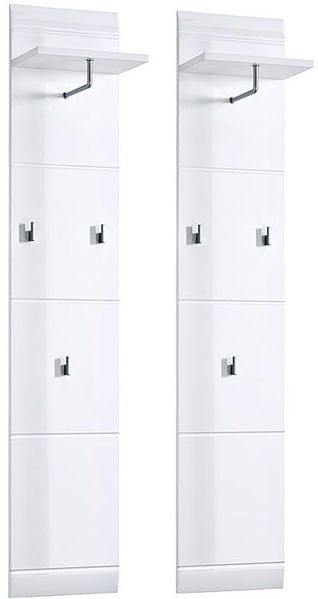 Lomadox Garderobenpaneel DANARO-01, Set Hochglanz weiß (2-teilig), B x H x T ca. 80 x 153 x 23 cm