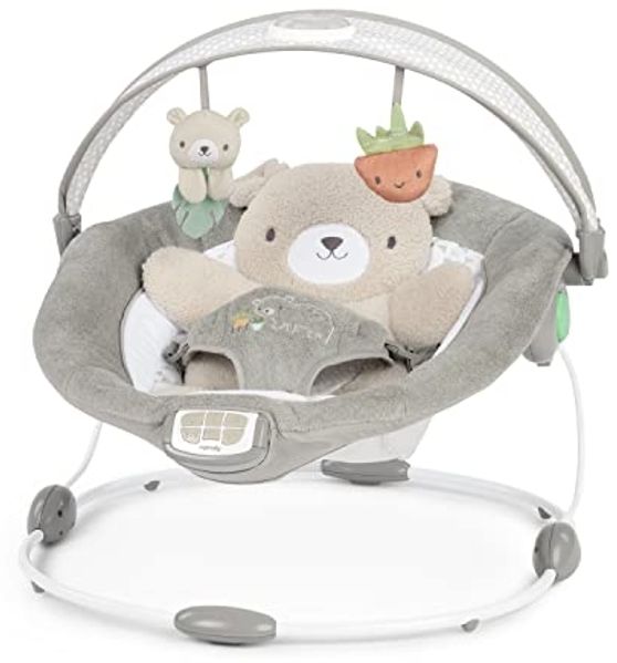 Ingenuity, InLighten Babywippe Babyschaukel mit Lichtern, Nate Bunny, Spielzeugleiste, Vibrationen, Geräuschen, Tummy Time Kissenmatte, bis zu 20 lbs, Neugeborenes+