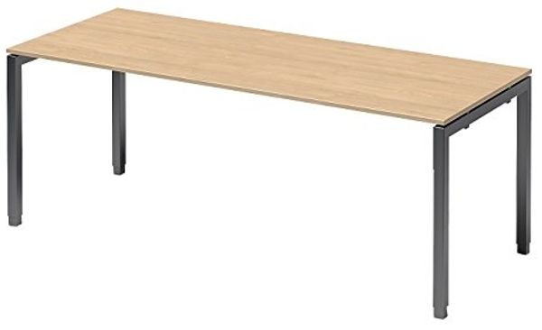 BISLEY Cito Schreibtisch, 650-850 mm höheneinstellbares U-Gestell, Metall, Mp334 Dekor Ahorn, Gestell Anthrazitgrau, 80 x 200 x 85 cm